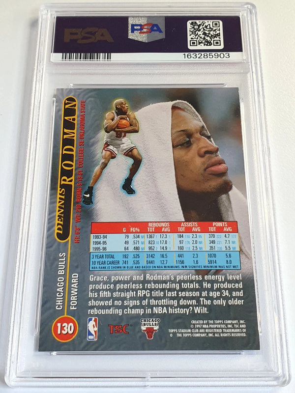 1996 Topps Stadium Club Dennis Rodman #130 - PSA 9 (POP 9)