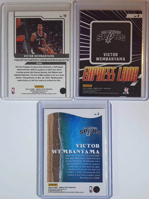 2023 Donruss Optic Victor Wembanyama LOT of 3 Rookie Cards #6 #18 #8 RCs - Rare