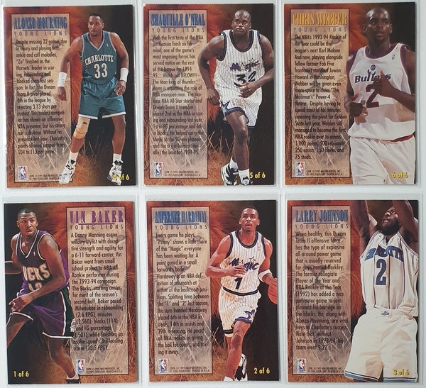 1994 Fleer Young Lion Complete 6 Cards Set - Shaq Penny Zo LJ CWeb