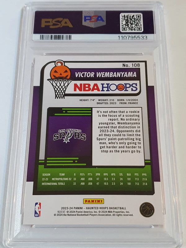 2023 Haunted Hoops Victor Wembanyama Rookie #108 ORANGE Edition RC - PSA 9