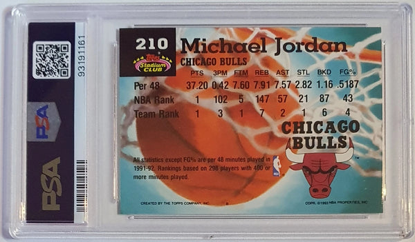 1992 Topps Stadium Club Michael Jordan #210 MEMBERS CHOICE - PSA 8