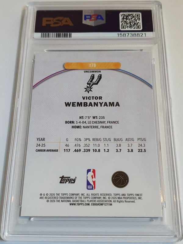 2025 Topps Finest Victor Wembanyama #179 X-FRACTOR Uncommon - PSA 9 (POP 1)