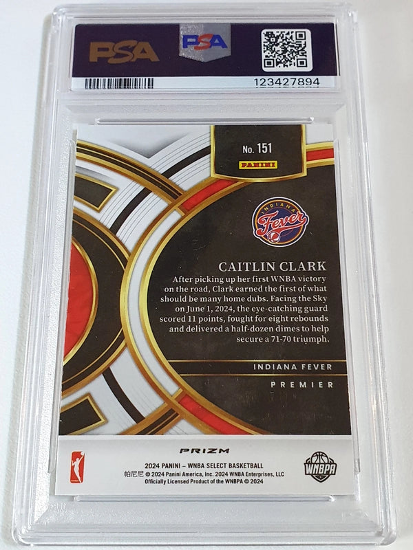 2024 Panini Select WNBA Caitlin Clark Rookie #151 SILVER FLASH Holo RC - PSA 9
