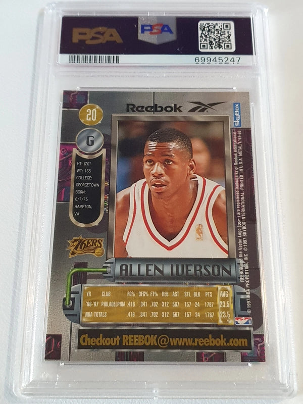 1997 Metal Universe Allen Iverson #20 GOLD Reebok - PSA 9 (LOW POP)