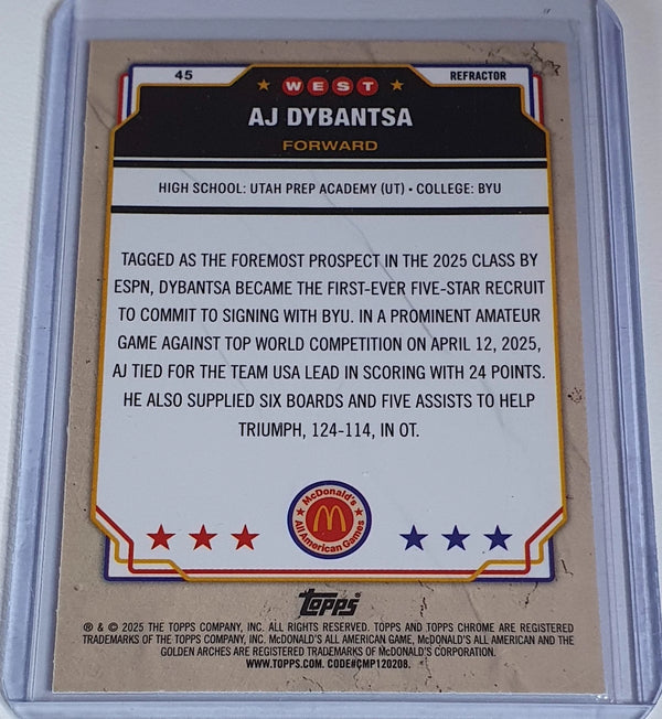2025 Topps Chrome McDonald's AJ Dybantsa Rookie #45 REFRACTOR - Ready to Grade