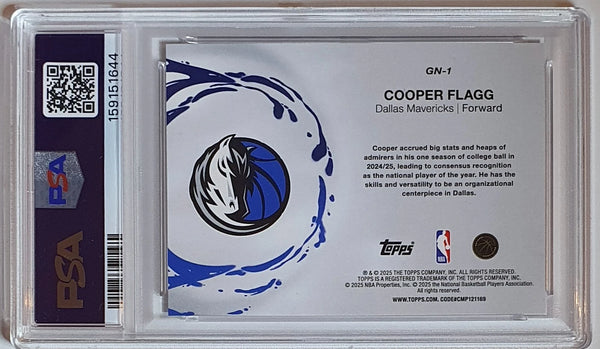 2025 Topps Cooper Flagg Rookie #GN-1 HOLO FOIL Generation Now RC - PSA 9
