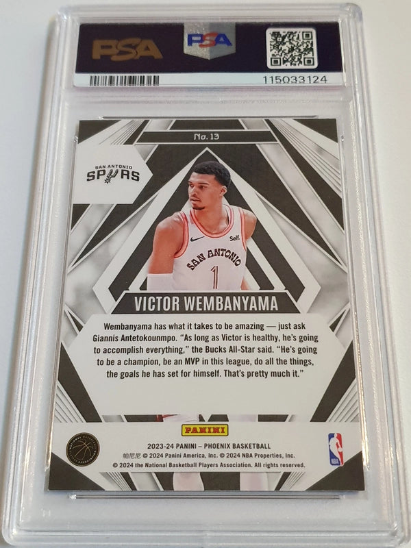 2023 Panini Phoenix Victor Wembanyama #13 BLUE ICE Holo Paragon - PSA 9