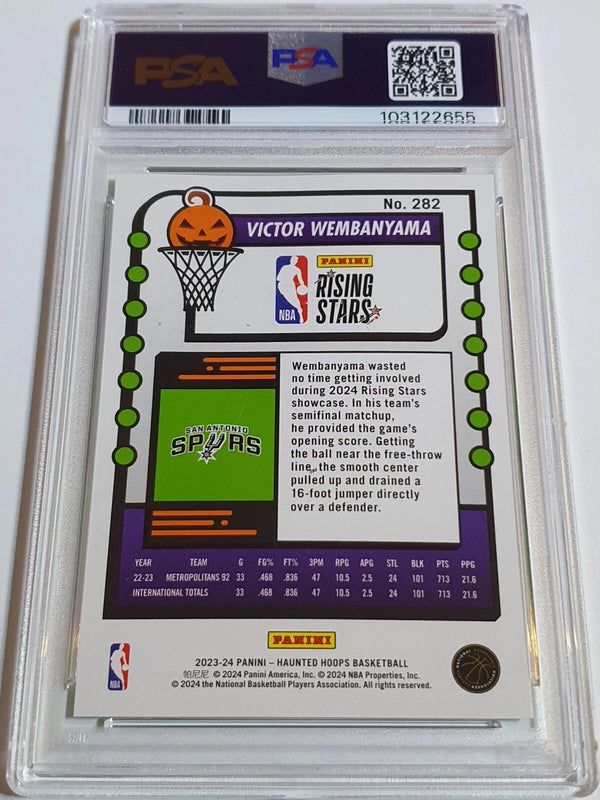 2023 Panini Haunted Hoops Victor Wembanyama Rookie #282 SLIME Edition RC - PSA 9