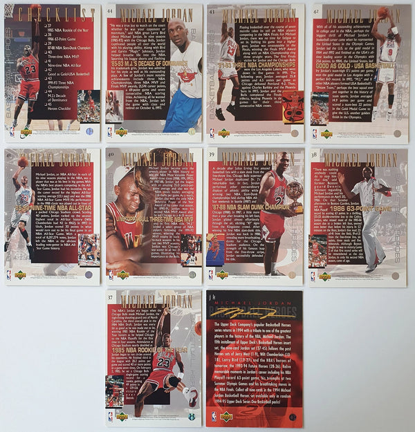 1994 Upper Deck Michael Jordan Basketball Heroes (Complete 10 Cards Set) - Rare