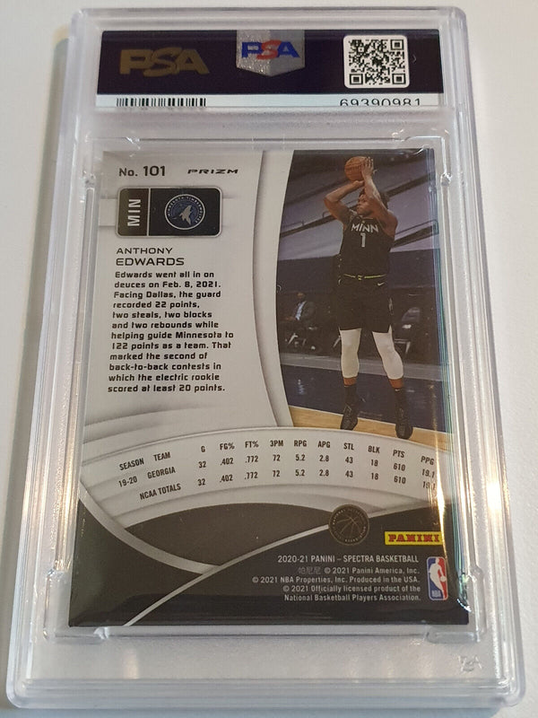 2020 Spectra Anthony Edwards Rookie #101 GREEN Hyper Holo - PSA 9 (POP 6)