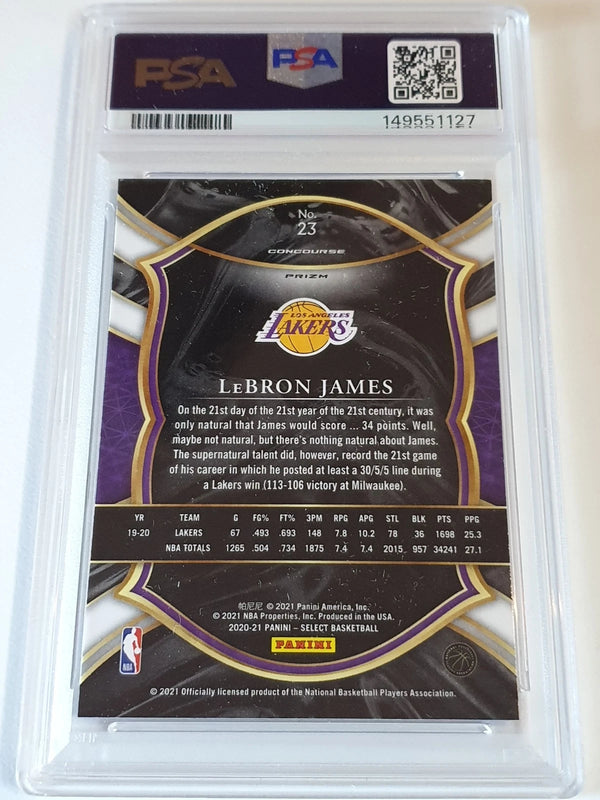 2020 Select LeBron James #23 BLUE WHITE PURPLE CRACKED ICE Holo - PSA 9 (POP 26)