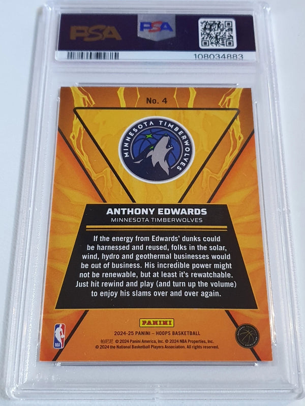 2024 Panini NBA Hoops Anthony Edwards #4 High Voltage - PSA 9 (POP 1)