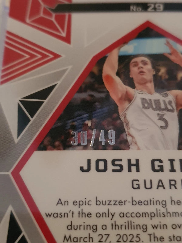 2024 Obsidian Josh Giddey #29 ELECTRIC ETCH FIRE & ICE /49 Holo (Bulls) - Rare