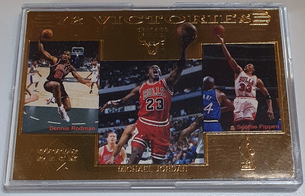 1997 Upper Deck Chicago Bulls Michael Jordan 22K GOLD /10000 72 Victories - Rare