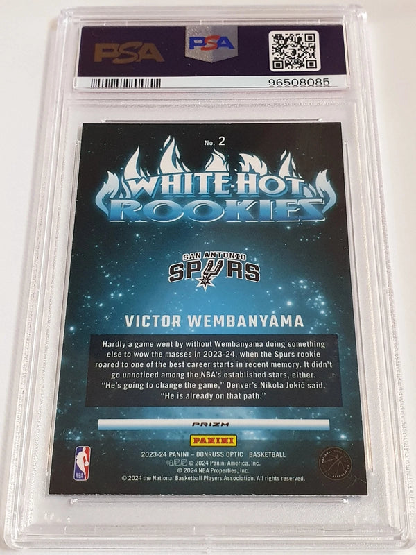2023 Donruss Optic Victor Wembanyama #2 PURPLE Holo White Hot Rookie RC - PSA 9