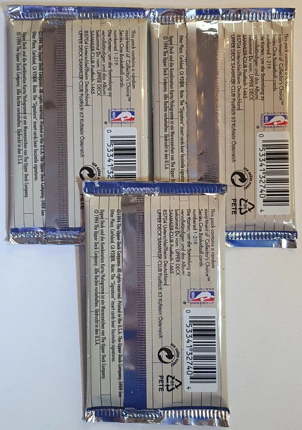 Lot of 3 x Packs of 1994-95 UD Collector's Choice Basketball Series 1 - Sealed