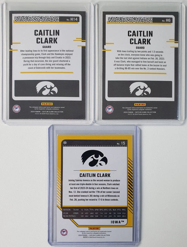 2024 Panini Caitlin Clark Rookie Collection LOT of 3 x METALLIZED FOIL RC Cards