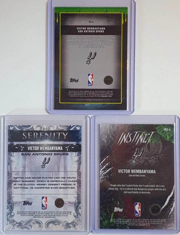 Lot of 3 x 2025 Topps Chrome Victor Wembanyama #TT4 #SY2 #INS9 - Ready to Grade