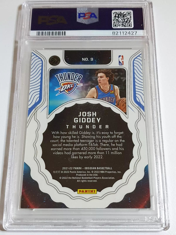 2021 Obsidian Josh Giddey Rookie ELECTRIC ETCH GREEN FLOOD Holo - PSA 9 (POP 2)