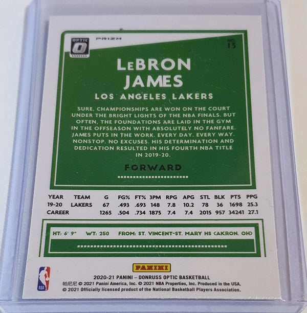 2020 Panini Donruss Optic Lebron James #13 SILVER WAVE Prizm - Ready to Grade