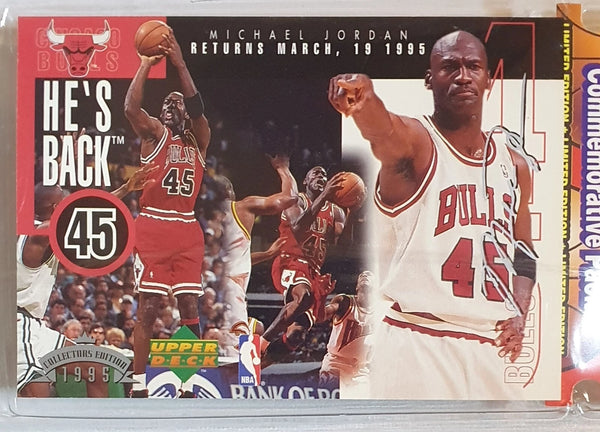 1994 Upper Deck NBA Basketball Michael Jordan He's Back (2 Packs + Jumbo Card)