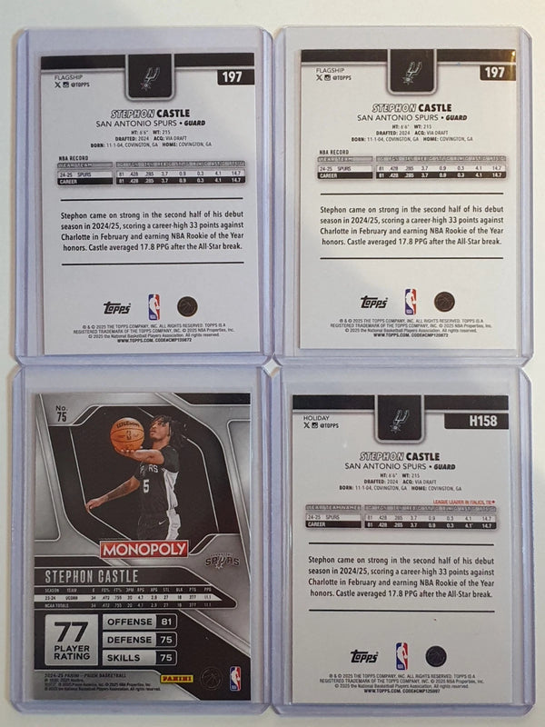 Stephon Castle Lot of 4 x Cards Parallel Holo Variants Incl RC - Ready to Grade