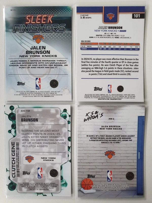 Lot of 4 x 2025 Topps Chrome Jalen Brunson #101 + Inserts - Ready to Grade