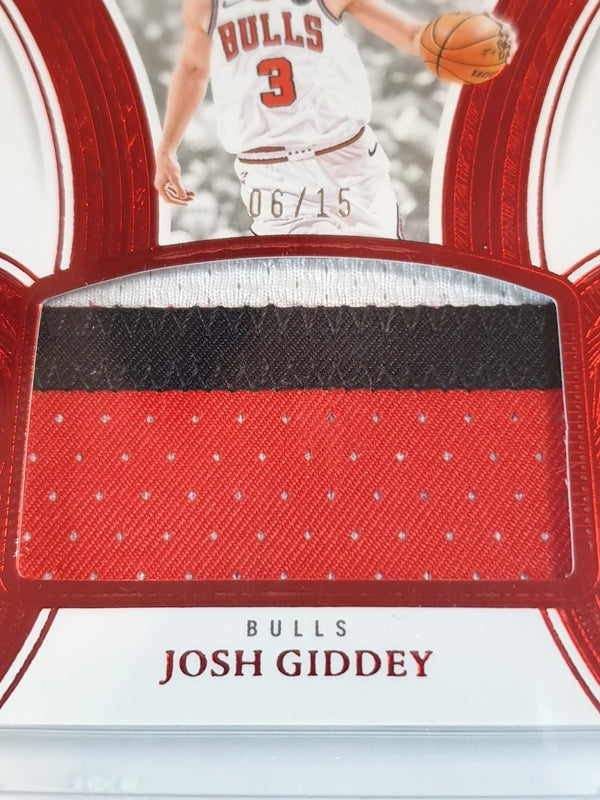2024 Flawless Josh Giddey #PATCH RUBY /15 Game Worn 3 Color Bulls Jersey - Rare