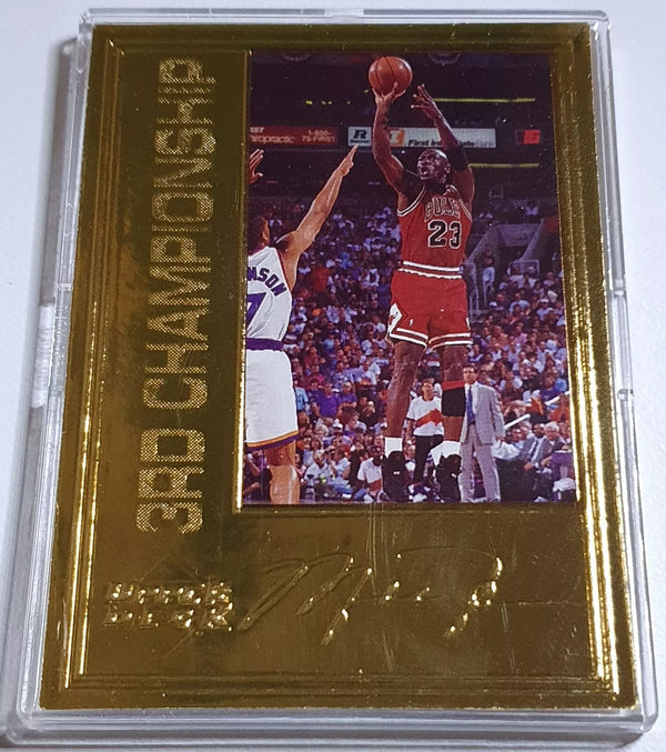 1996 Upper Deck Michael Jordan 22K GOLD CARD /10000 3rd Championship - Box & COA