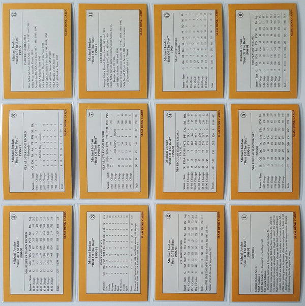 1990 Slam Dunk Michael Jordan Best of the Best (Complete Set of 12) - Rare