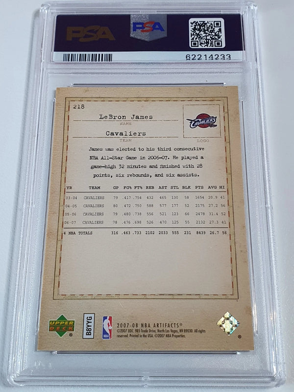 2007 Upper Deck Artifacts LeBron James #218 Artifact Exclusives - PSA 9 (POP 14)