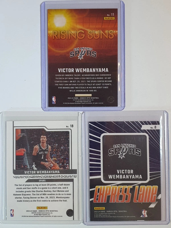 2023 Donruss Optic Victor Wembanyama LOT of 3 Rookie Cards #11 #18 #8 RCs - Rare