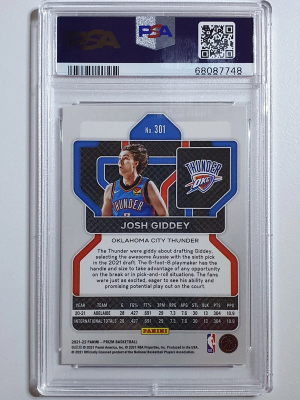 2021 Panini Prizm Josh Giddey Rookie #301 RC - PSA 10 (LOW POP)