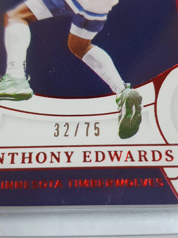 2021 Panini National Treasures Anthony Edwards #97 RED /75 Foil Edition - Rare