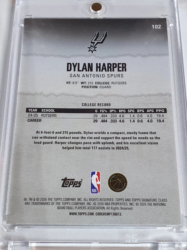 2025 Topps Signature Class Dylan Harper Rookie #102 PANDORA Chrome Refractor RC