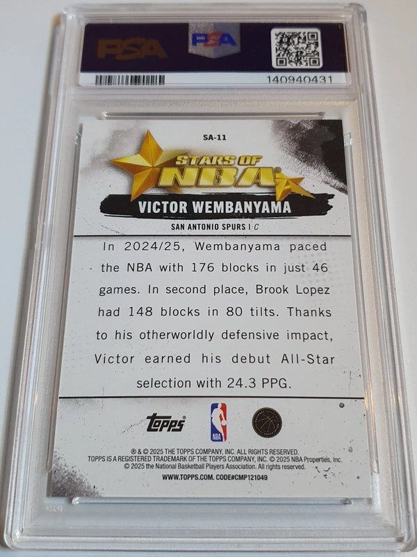 2025 Topps Victor Wembanyama #SA-11 RAINBOW FOILBOARD Stars - PSA 9 (POP 9)