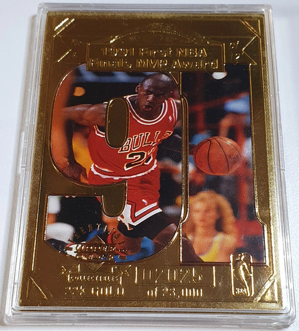 1998 Upper Deck Michael Jordan 22KT Gold Card 1991 1st NBA Finals MVP Award