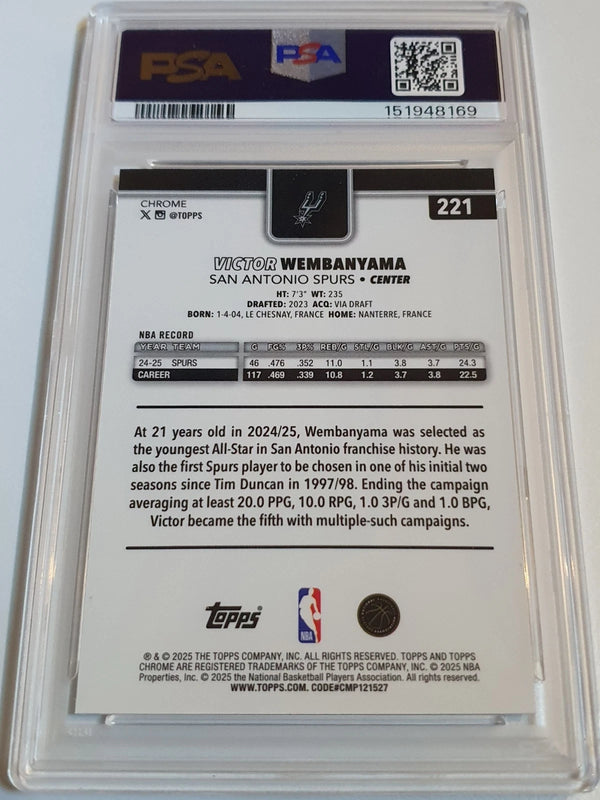 2025 Topps Chrome Victor Wembanyama #221 - PSA 9 (POP 57)