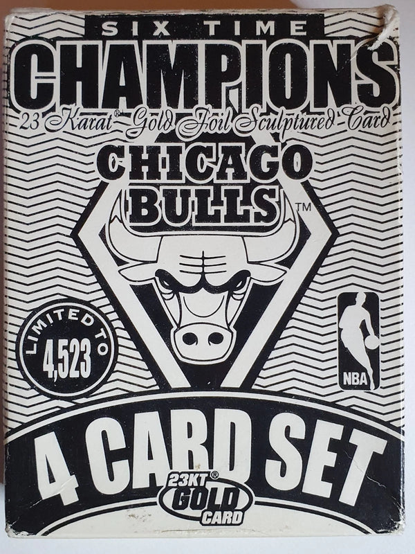 1998 Fleer Chicago Bulls Six Time Champions 23KT GOLD /4523 (4 Card Set) - Rare