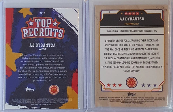 2025 Topps Chrome McDonald's AJ Dybantsa Rookie #TP-7 #7 RC - Ready to Grade