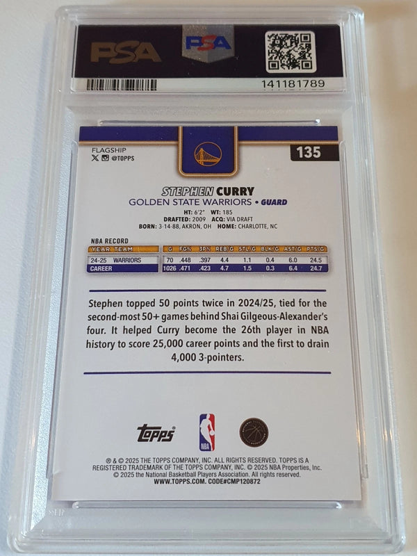 2025 Topps Basketball Stephen Curry #135 PINK HOLO FOIL - PSA 9 (POP 6)