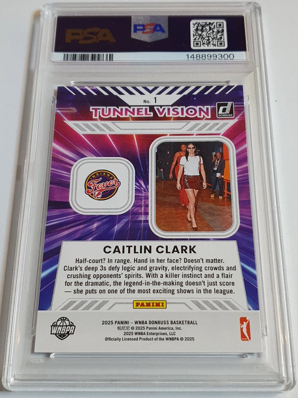 2025 Donruss WNBA Caitlin Clark #1 PRESS PROOF Tunnel Vision - PSA 9 (POP 14)