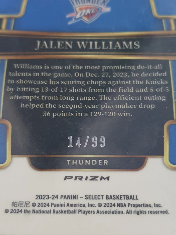 2023 Panini Select Jalen Williams #9 BLUE FLASH /99 Holo Concourse - Rare