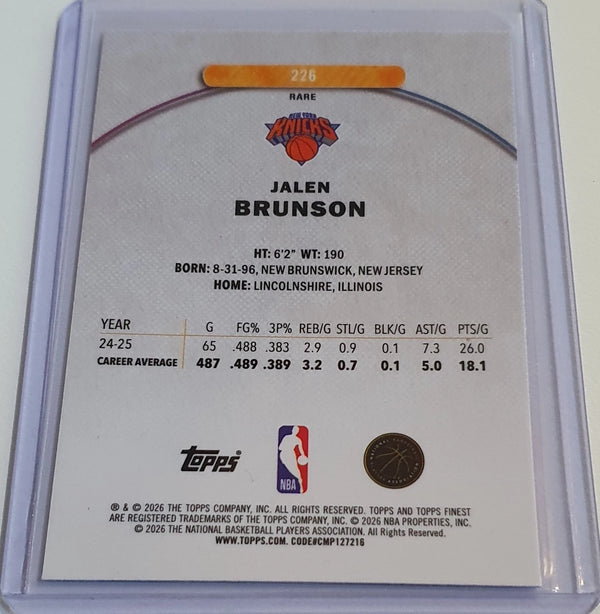2025 Topps Finest Jalen Brunson #226 RARE - Ready to Grade