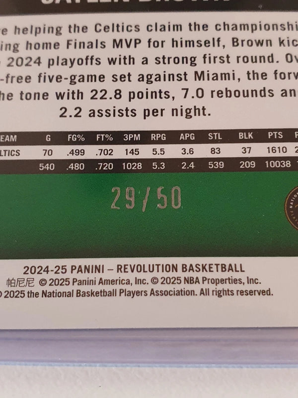 2024 Panini Revolution Jaylen Brown #92 CUBIC /50 Holo - Ready to Grade