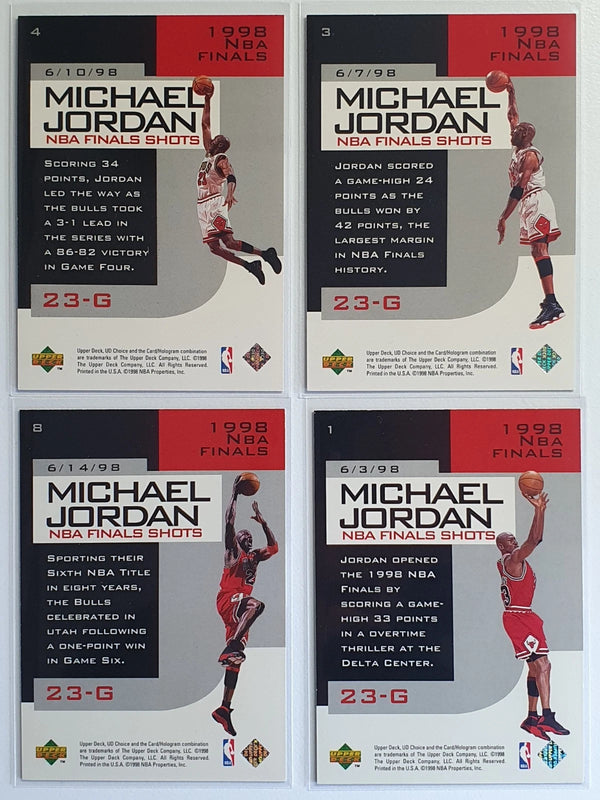 Lot of 4 x 1998 UD Choice Preview Michael Jordan NBA Finals Shots - Rare