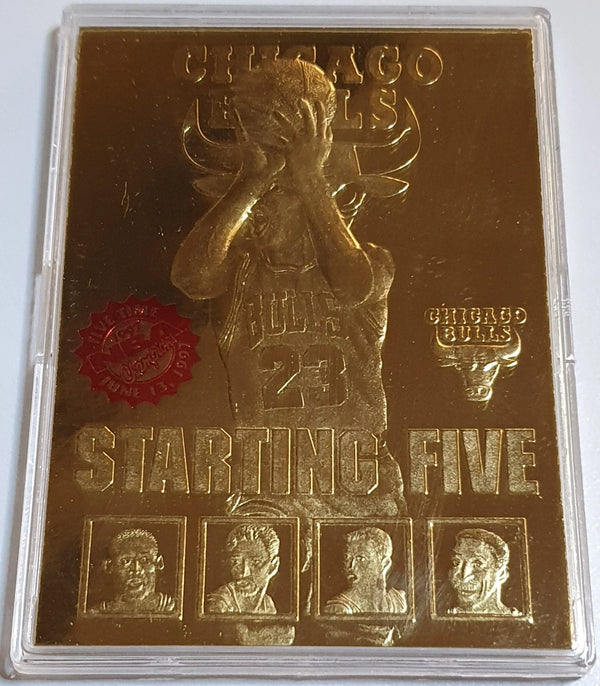 1997 Fleer NBA Hoops Chicago Bulls Michael Jordan 23K GOLD Starting Five - Rare