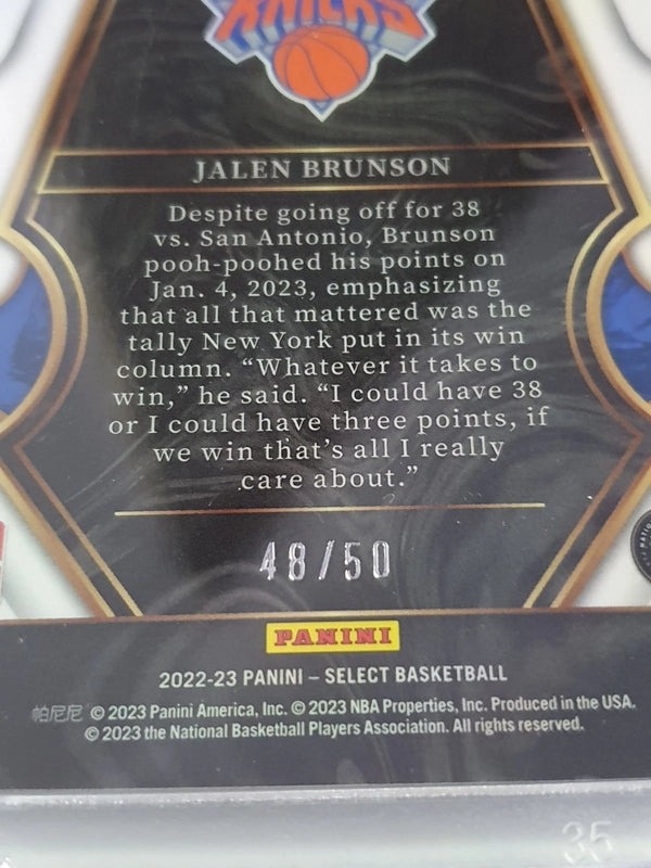 2022 Panini Select Jalen Brunson #122 GREEN WAVE /50 Holo Premier Level - Rare