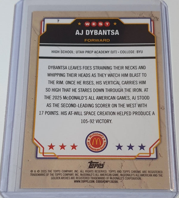 2025 Topps Chrome McDonald's AJ Dybantsa Rookie #7 RC - Ready to Grade
