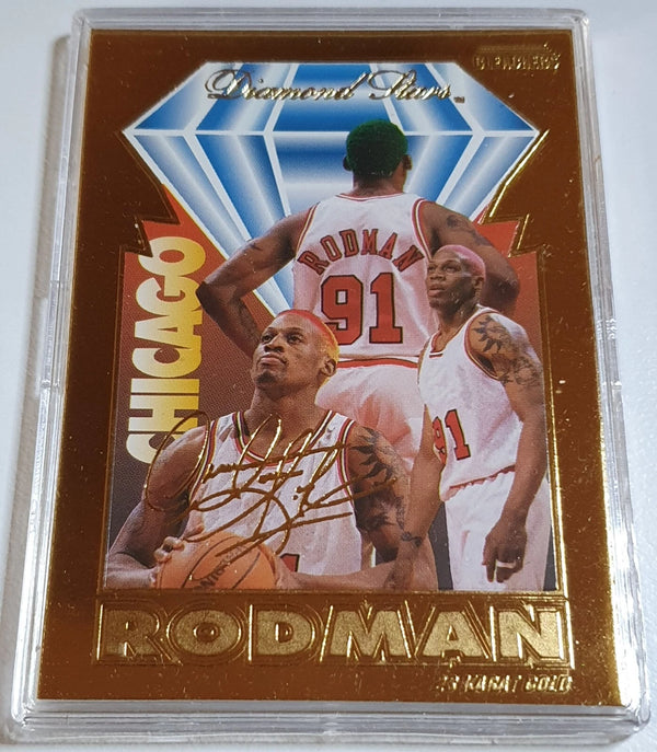 1996 Bleachers Dennis Rodman 23K GOLD CARD Diamond Stars - Box and COA